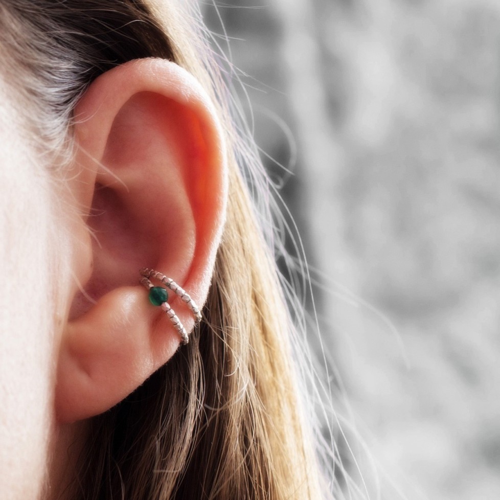 Pair Of Conch Hoops For Non Pierced Ear Made Pure Anium Wire Earring Stackable Hoops For Conch Non Pierced Earrings Anium Bright Silver And Gemstone