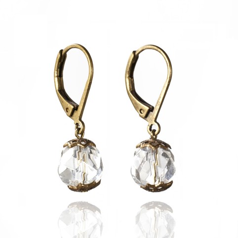 boucles d'oreilles pendantes forme goutte cristal de roche