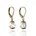leverback drop earrings with faceted rock cristal beads