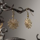 Antique brass earrings with filigrees sun shape Soleil Soleil