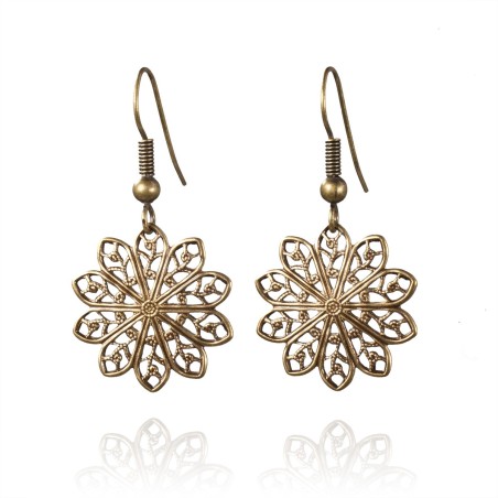 Boucles d'oreilles Soleil soleil filigrane bronze