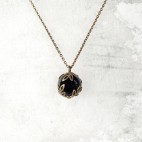 collier pendentif onyx - perle noire