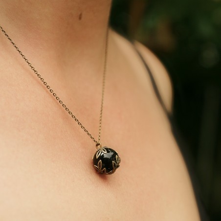 necklace onyx pendant black bead