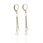 boucles d'oreilles pendantes bornze et cristal de roche