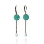 Earrings with enamel charms and semi precious stone beads