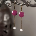 Earrings with enamel charms and semi precious stone beads
