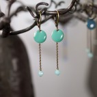 Earrings with enamel charms and semi precious stone beads