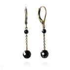 Antic brass leverback drop earrings frosted crackled rock crystal beads