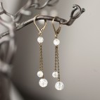 boucles d'oreilles pendantes bornze et cristal de roche