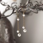 Antique brass drop earrings with rock crystal beads