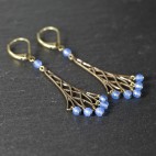 Boucles d'oreilles ajourées et pierres fines - dormeuses