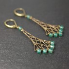 Boucles d'oreilles ajourées et pierres fines - dormeuses