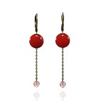 Earrings with enamel charms and semi precious stone beads