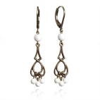 Boucles d'oreilles pendante bronze et agate blanche