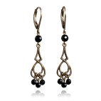 Dormeuses bronze et perles noires 