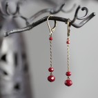 Boucles d'oreilles pendantes rouge vif et bronze dormeuses