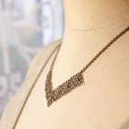 Victoire - antique brass necklace, V shape
