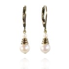 Small drop leverback earrings with pearls