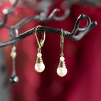 white drop leverback earrings with pearls