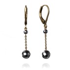 Fine antique brass earrings with faceted gemstone beads