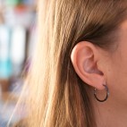 Boucles d'oreilles en Titane - hématites bleues et anthracites