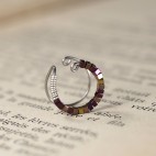 Bague cartilage en Titane sans piercing - perles violettes 