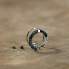 Bague d'oreille en Titane, perles d'hématites bleues et anthracites - Spark