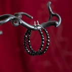 handmade hypoallergenic titanium hoop earrings with black spinel beads