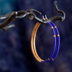 blue and gold hoop earrings - pure titanium - hypoallergenic