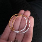 Pure titanium beaded hoop earrings for sensitive ears 