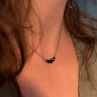 Black spin - Minimalist necklace with stainless steel chain and black spinel beads