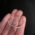 Pure titanium earrings for sensitive ears - Thin beaded hoops