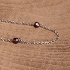 Dainty steel necklace with garnet beads