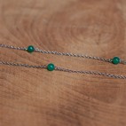 Dainty steel necklace with green agate beads