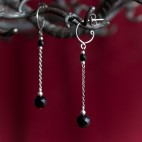 Pure titanium drop earrings with black onyx beads - hypoallergenic earrings for sensitive ears, nickel free