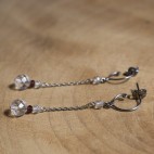 Pure titanium drop earrings with rock crystal beads - for sensitive ears