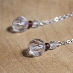 Pure titanium drop earrings with rock crystal beads - for sensitive ears