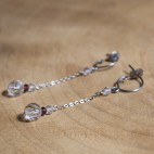 Pure titanium drop earrings with rock crystal beads - for sensitive ears