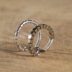 Pure titanium ear cuff with silver and hematite beads