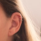 Bague d'oreille en Titane, perle argentées et hématites