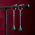 Pure titanium drop earrings with green agate beads - hypoallergenic earrings for sensitive ears, nickel free