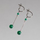 Boucles d'oreilles pendantes titane pur et perles d'agate verte - Boucles d'oreilles hypoallergéniques