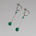 Pure titanium drop earrings with green agate beads - hypoallergenic earrings for sensitive ears, nickel free
