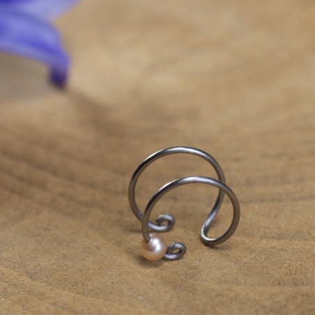 Bague d'oreille en Titane pur, perle de culture rose