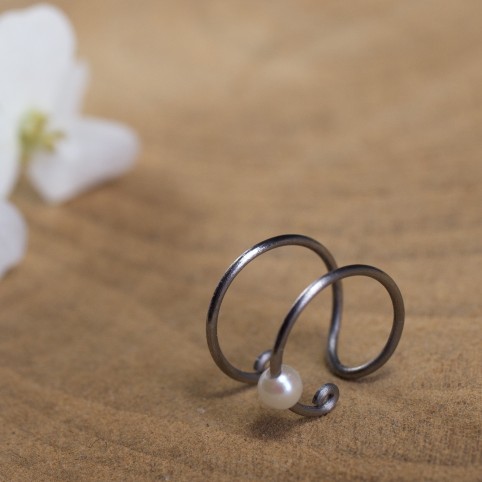 Bague d'oreille en Titane pur, perle de culture blanche