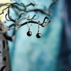 Pure titanium small drop earrings with hematite beads - for sensitive ears