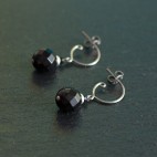 Small pure titanium drop earrings with black onyx beads - hypoallergenic earrings for sensitive ears, nickel free
