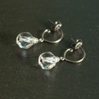 Small pure titanium drop earrings with rock crystal beads - for sensitive ears