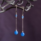 Pure titanium drop earrings with blue agate beads - hypoallergenic earrings for sensitive ears, nickel free