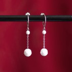 Pure titanium small drop earrings wih faceted white agate - hypoallergenic earrings for sensitive ears, nickel free